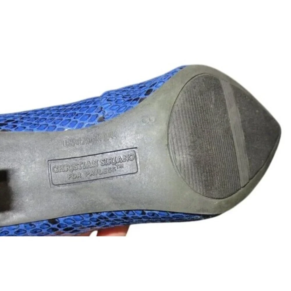 Christian Siriano Gorgeous Blue Python Snakeskin Embossed Italian Leather Pumps